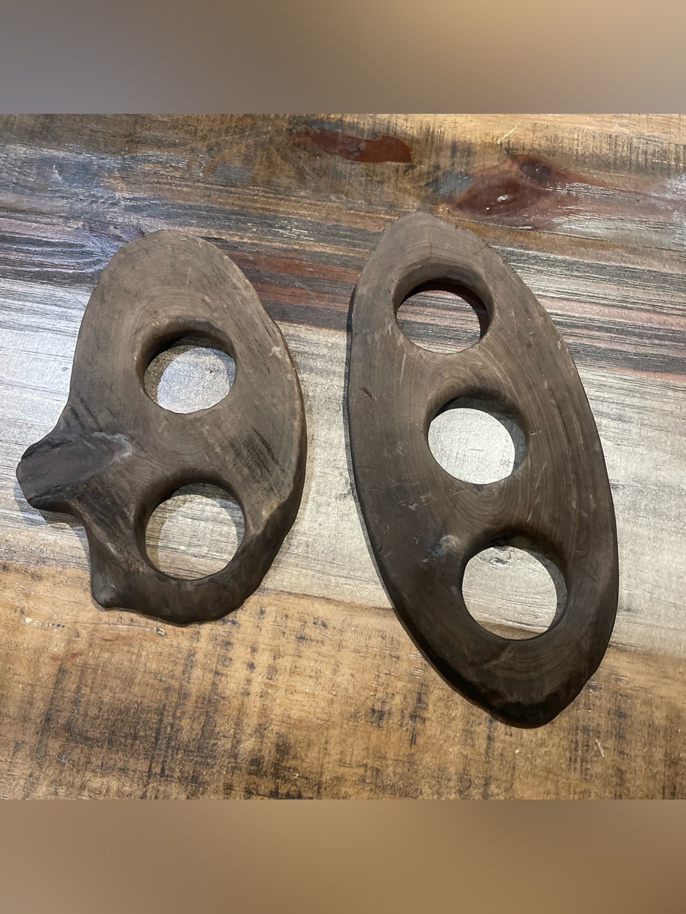 Rustic Dark Brown Wooden Wall Decor Set by